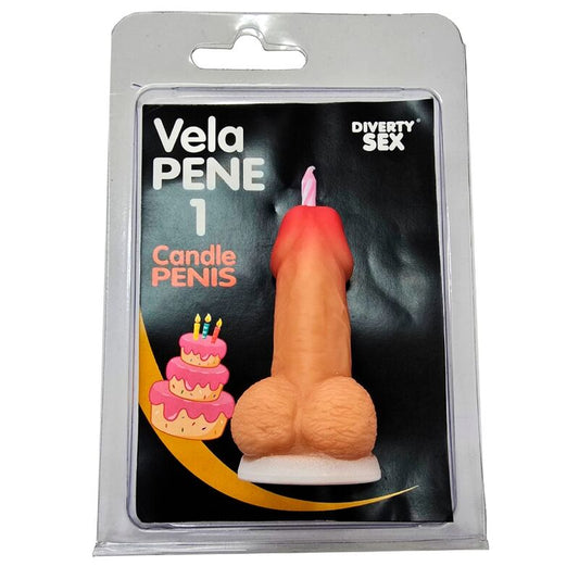 DIABLO PICANTE - PENIS CANDLE IN THE SHAPE OF THE NUMBER 1 FLESH COLOR