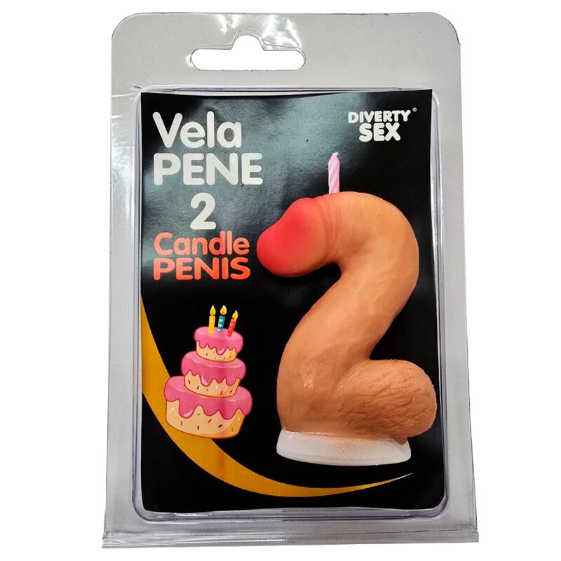 DIABLO PICANTE - CANDELA A FORMA DI PENE NELLA FORMA DEL NUMERO 2 COLOR CARNE
