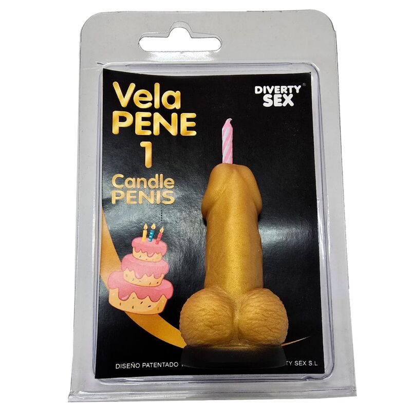 DIABLO PICANTE - ŚWIECA PENIS W KSZTAŁCIE CYFRY 1 W KOLORZE ZŁOTYM
