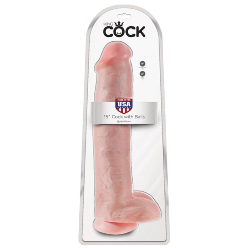 KING COCK - REALISTIC DILDO WITH TESTICLES AND SUCTION CUP 38 CM FLESH
