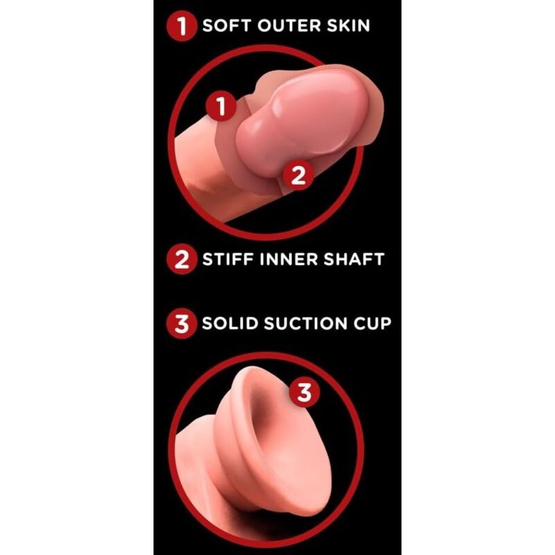 KING COCK PLUS - TRIPLE DENSITY REALISTIC DILDO WITH SWINGING TESTICLES 23 CM FLESH