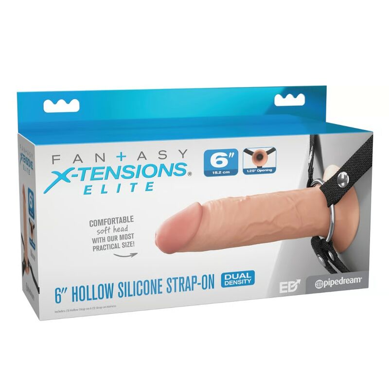 FANTASY X-TENSIONS ELITE - 15.2 CM HOLLOW SILICONE STRAP-ON