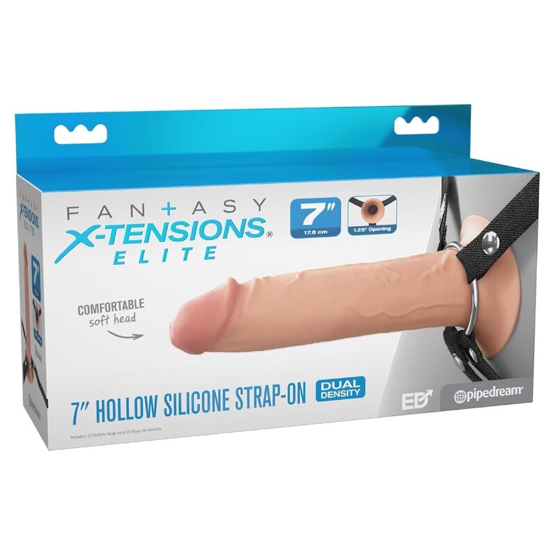 FANTASY X-TENSIONS ELITE - 17.8 CM HOLLOW SILICONE STRAP-ON