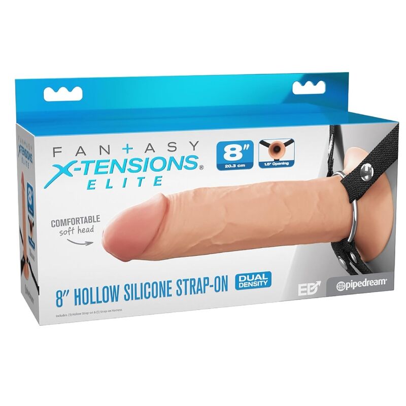 FANTASY X-TENSIONS ELITE - 20.3 CM HOLLOW SILICONE STRAP-ON