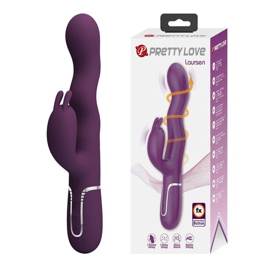 PRETTY LOVE - LOURSEN VIBRADOR RABBIT COM MOVIMENTO DE VAIVÉM E 7 VIBRAÇÕES RECARREGÁVEL POR USB ROXO