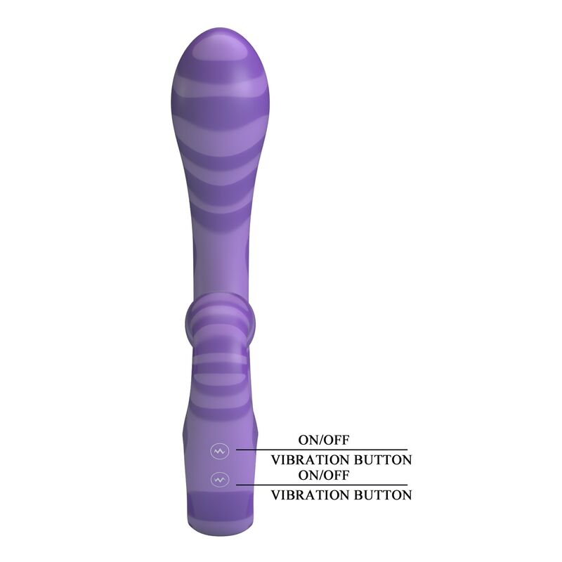 PRETTY LOVE - VIBRATORE A DOPPIA ESTIVA CON MANICO 19 CM Ø 3,5 CM VIOLA