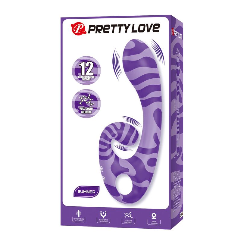 PRETTY LOVE - VIBRATORE A DOPPIA ESTIVA CON MANICO 19 CM Ø 3,5 CM VIOLA
