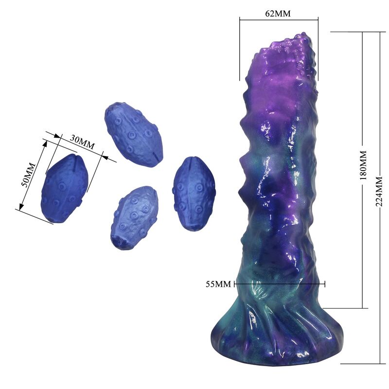 POWER MONSTERS - DUSKWALKER SENTINEL TREFARVET OPBLÆSELIG FANTASY-DILDO I SILIKONE 23 CM Ø 5 CM