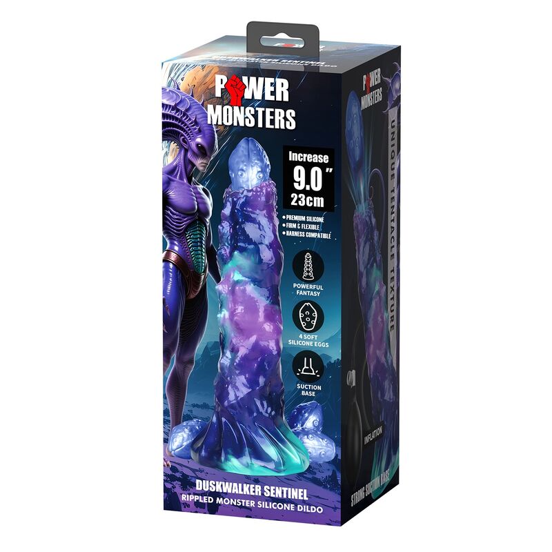 POWER MONSTERS - DUSKWALKER SENTINEL TREFARVET OPBLÆSELIG FANTASY-DILDO I SILIKONE 23 CM Ø 5 CM