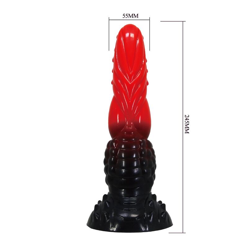 POWER MONSTERS - FIRE DRAGON FANTASY DILDO WITH SUCTION CUP 24.5 CM Ø 5.8 CM RED & BLACK