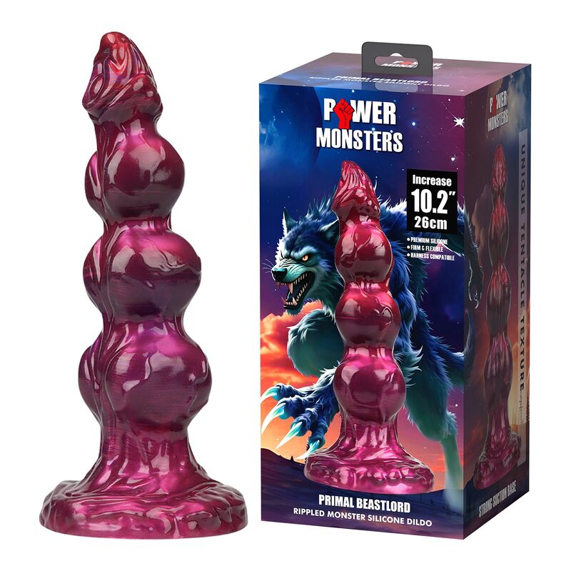 POWER MONSTERS - PRIMAL BEASTLORD PINK TRANSLUCENT FANTASY SILICONE DILDO 26 CM Ø 5 CM