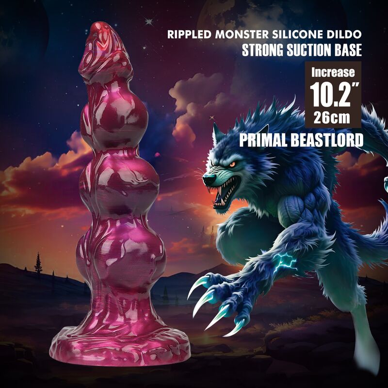 POWER MONSTERS - PRIMAL BEASTLORD PINK TRANSLUCENT FANTASY SILICONE DILDO 26 CM Ø 5 CM