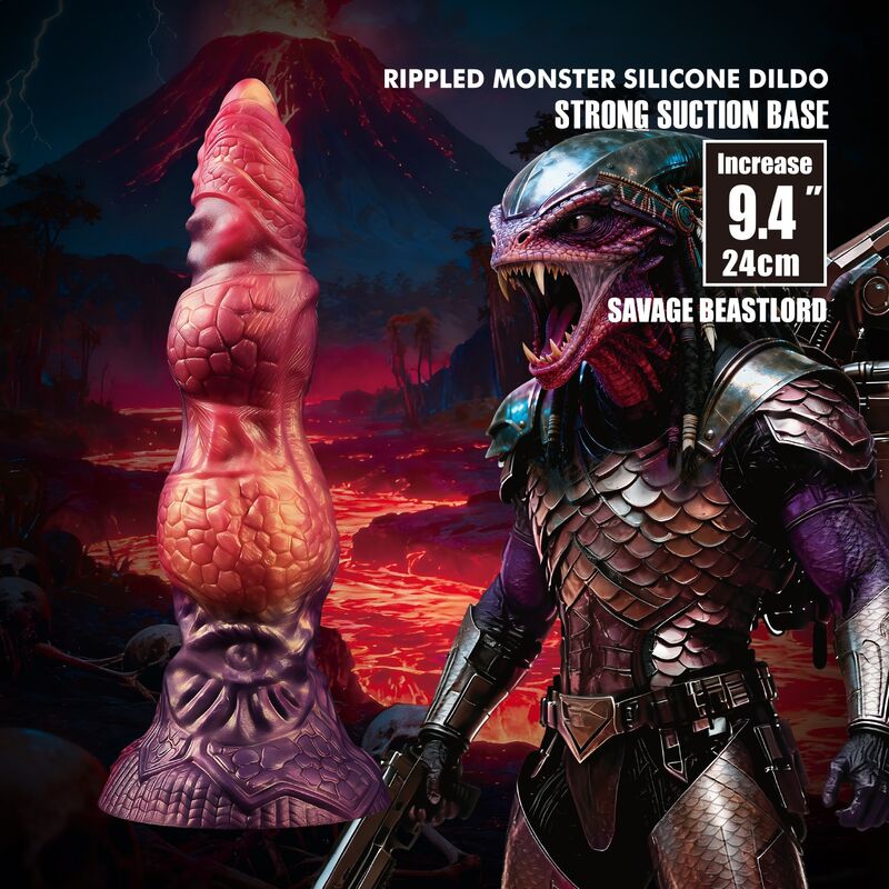 POWER MONSTERS - SAVAGE BEASTLORD TRICOLOR FANTASY SILICONE DILDO 24 CM Ø 5 CM