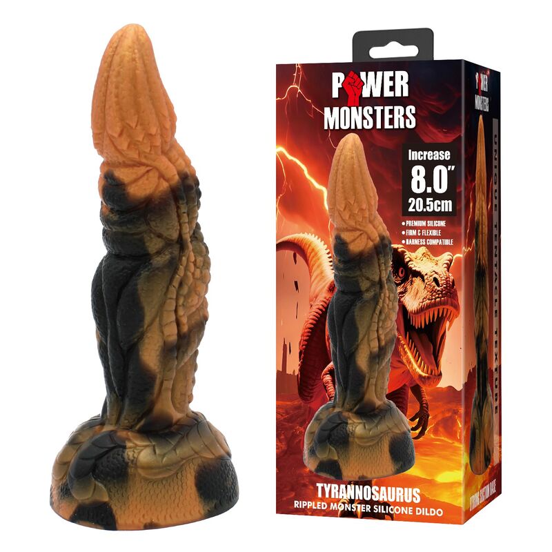 POWER MONSTERS - TYRANNOSAURUS BICOLOR FANTASY SILICONE DILDO 20.5 CM Ø 5 CM