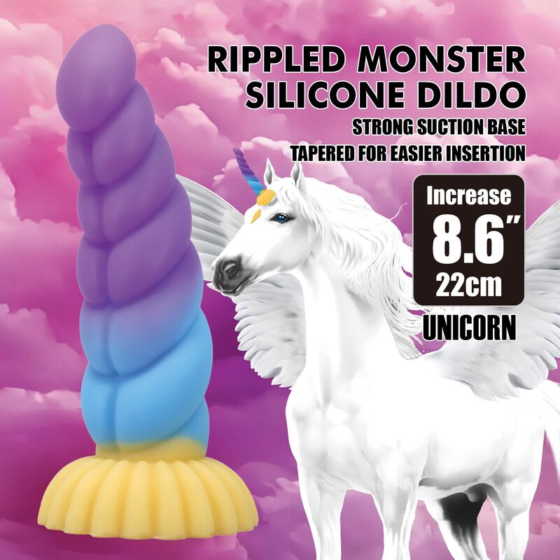 POWER MONSTERS - UNICORN TRICOLOR FANTASY SILICONE DILDO 22 CM Ø 5 CM