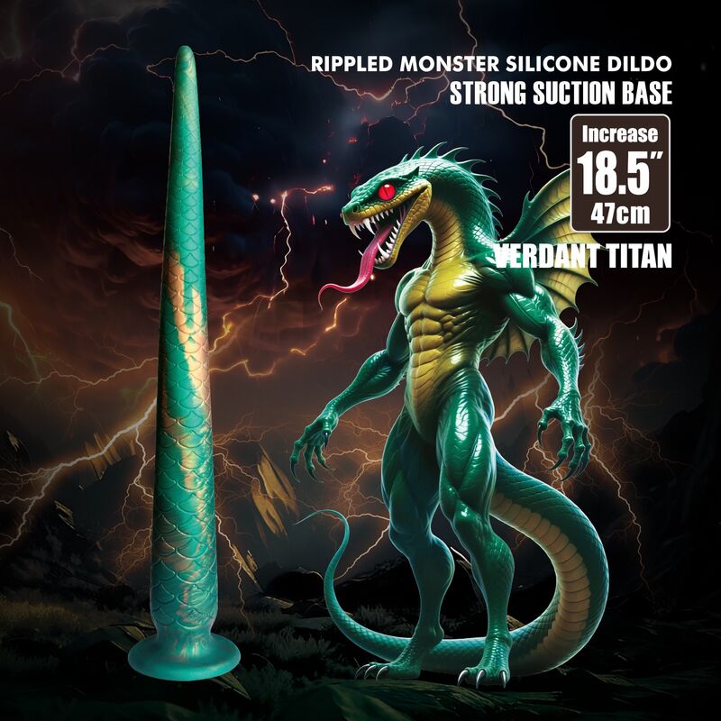 POWER MONSTERS - WILDWYRM TAIL BICOLOR FANTASY SILICONE DILDO 47 CM Ø 4 CM
