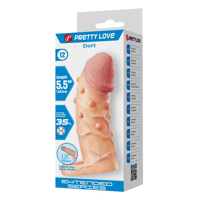 PRETTY LOVE - MANICOTTO DI ESTENSIONE DEL PENE DORT 14 CM Ø 4 CM NATURALE