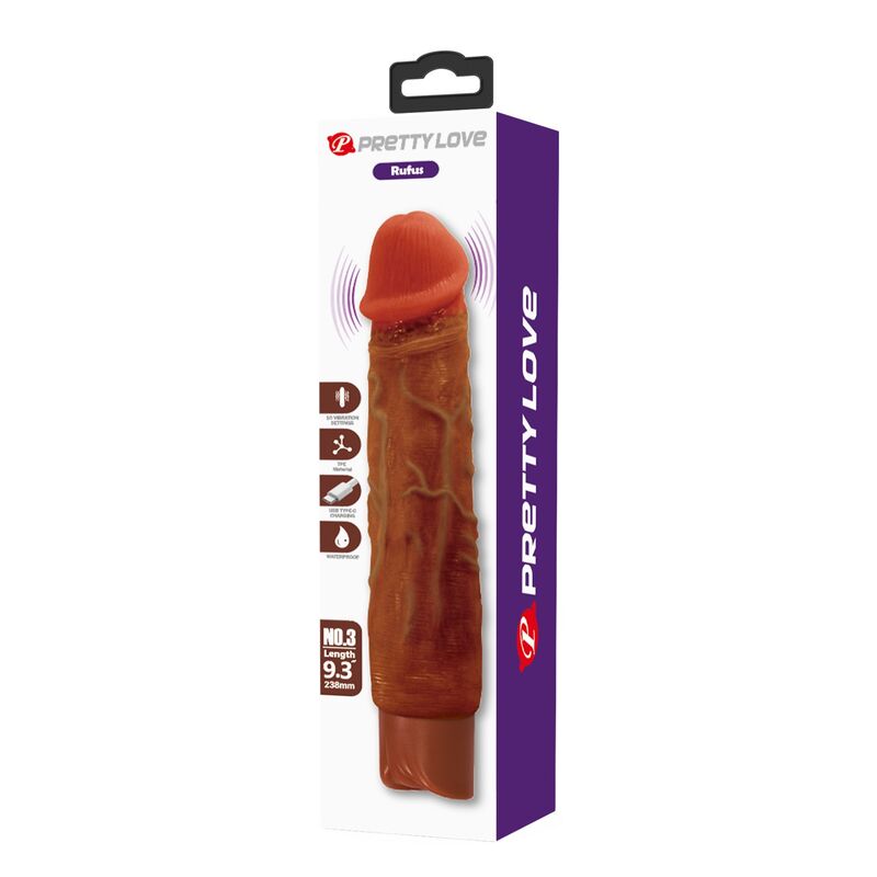 PRETTY LOVE - DUKE REALISTISK VIBRATOR 23.5 CM Ø 4.8 CM BRUN
