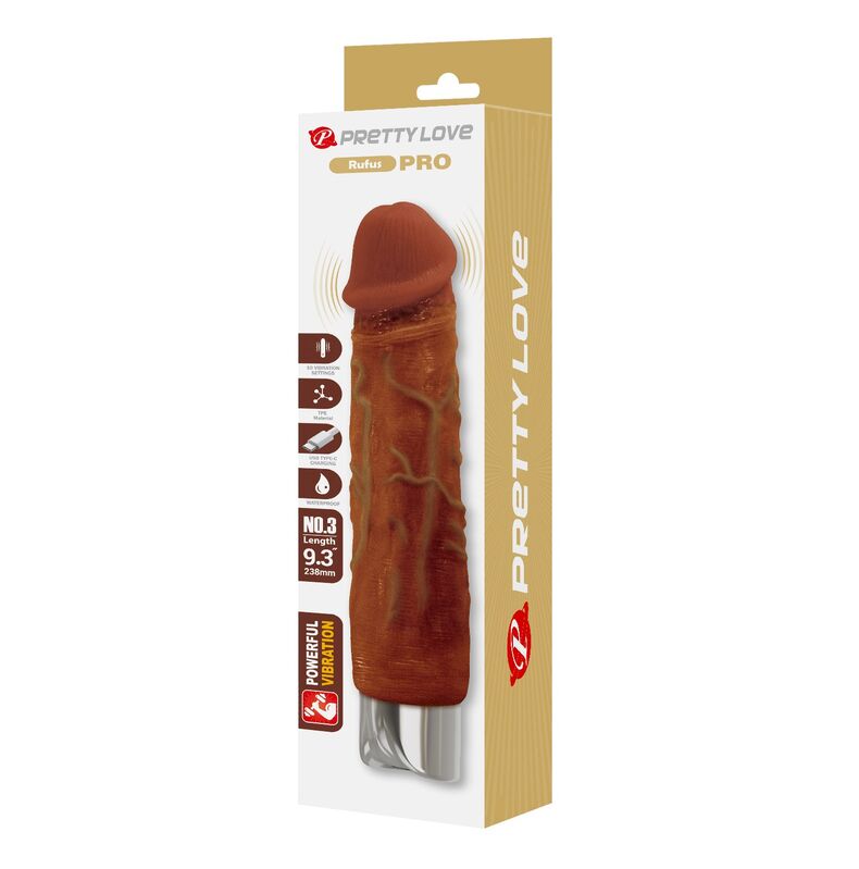 PRETTY LOVE - DUKE REALISTISK VIBRATOR 23.5 CM Ø 4.8 CM BRUN