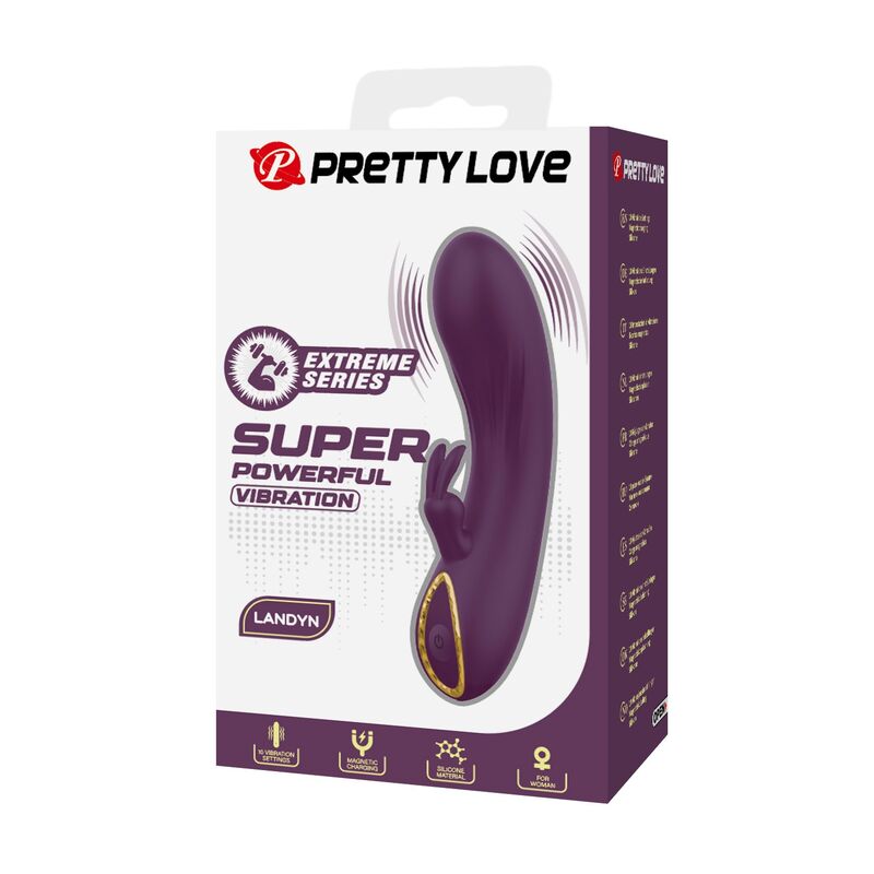 PRETTY LOVE - LANDYN RECHARGEABLE RABBIT VIBRATOR 10 FUNCTIONS PURPLE