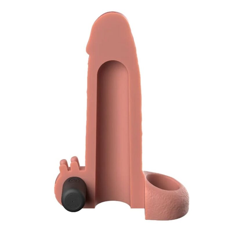 FANTASY X-TENSIONS - VIBRATING REAL FEEL 5CM PENIS EXTENSION SLEEVE BEIGE