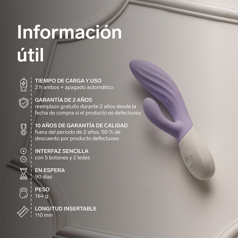 LELO - INA TWIST DOUBLE VIBRATOR RABBIT FOR G-SPOT AND CLITORIS LAVENDER