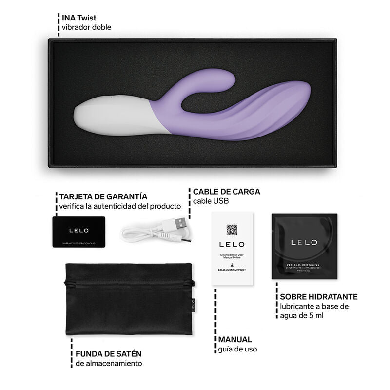 LELO - INA TWIST DOUBLE VIBRATOR RABBIT FOR G-SPOT AND CLITORIS LAVENDER
