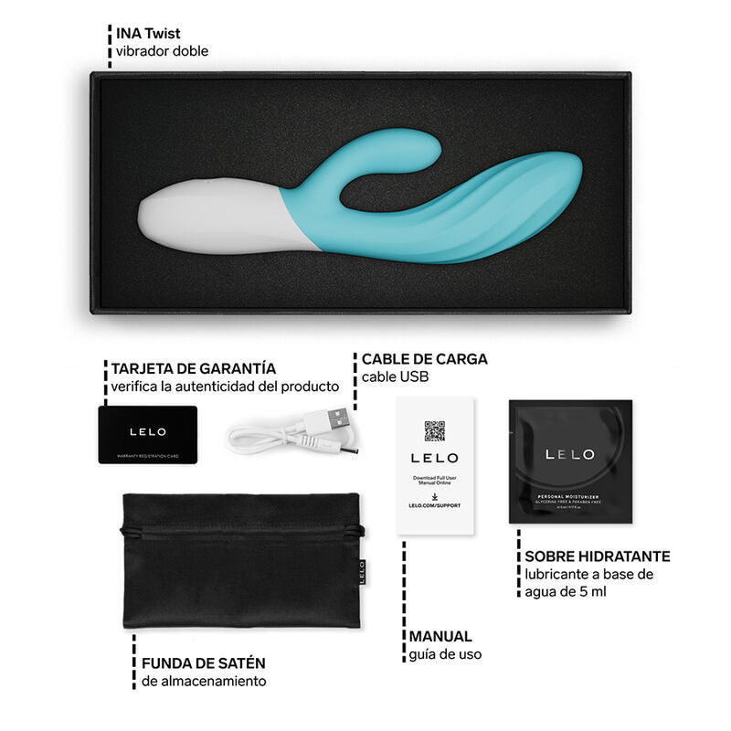 LELO - INA TWIST DOUBLE VIBRATOR RABBIT FOR G-SPOT AND CLITORIS BLUE