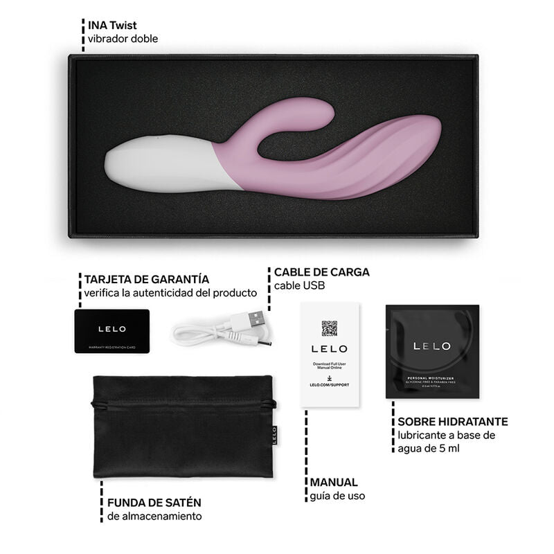 LELO - INA TWIST DOUBLE VIBRATOR RABBIT FOR G-SPOT AND CLITORIS PINK