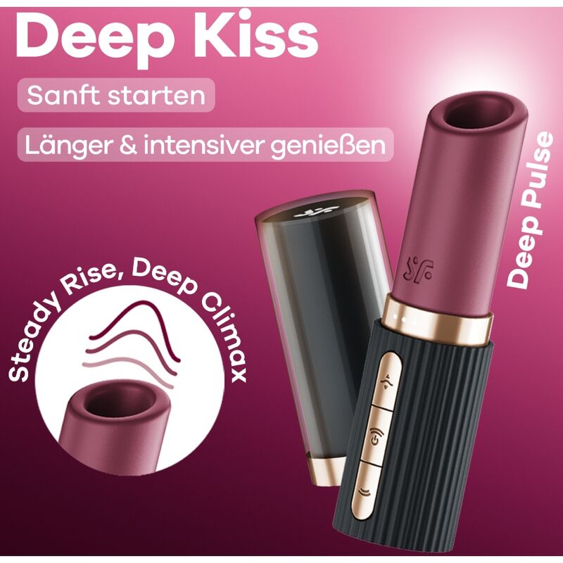 SATISFYER - DEEP KISS WAVE CLITORIS STIMULATOR GARNET / BLACK