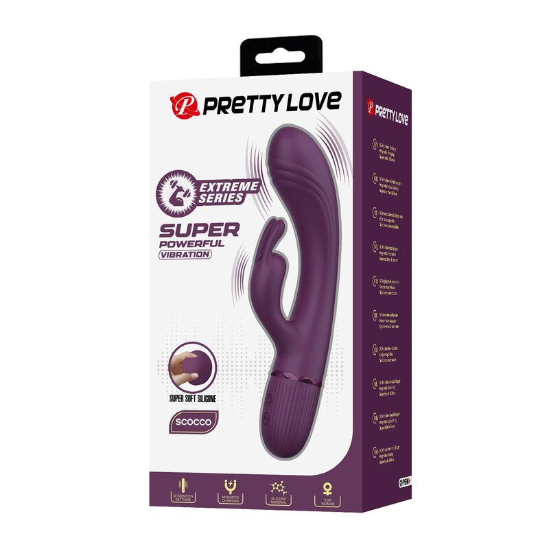 PRETTY LOVE - ROCCO RECHARGEABLE RABBIT VIBRATOR 10 FUNCTIONS PURPLE