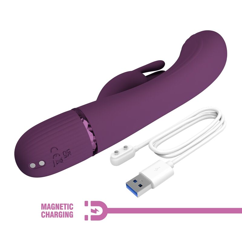 PRETTY LOVE - ROCCO RECHARGEABLE RABBIT VIBRATOR 10 FUNCTIONS PURPLE