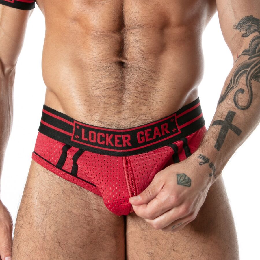 LOCKER GEAR - CUECA SHOW DE MALHA ESPORTIVA VERMELHA TAMANHO XL