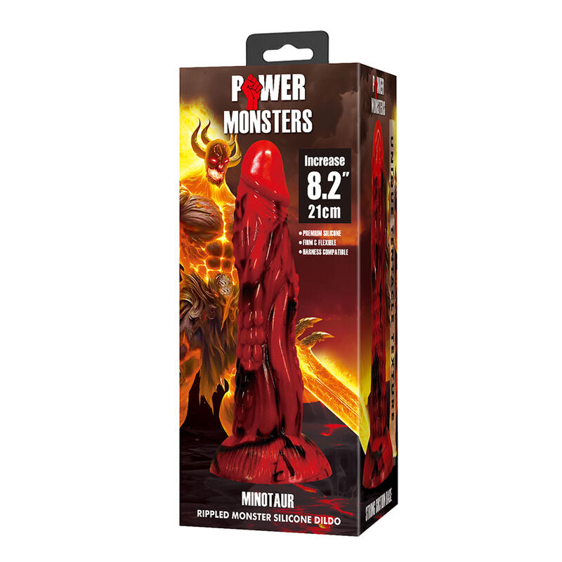 POWER MONSTERS - MINOTAUR FANTASY DILDO WITH SUCTION CUP 21 CM Ø 5 CM RED & BLACK