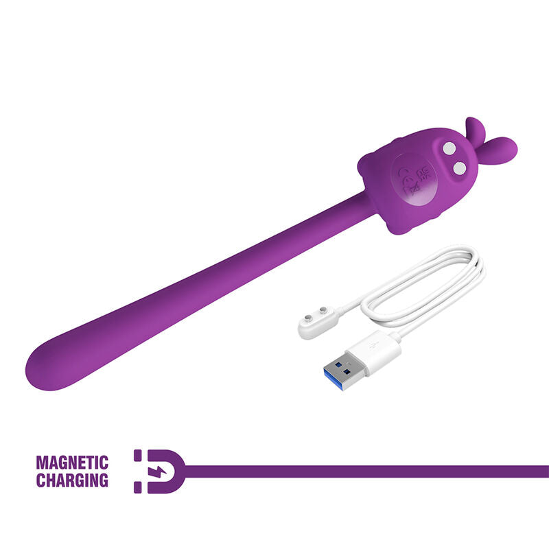 PRETTY LOVE - VIBRATORE FLESSIBILE A FORMA DI CONIGLIETTO, RICARICABILE TRAMITE USB, VIOLA