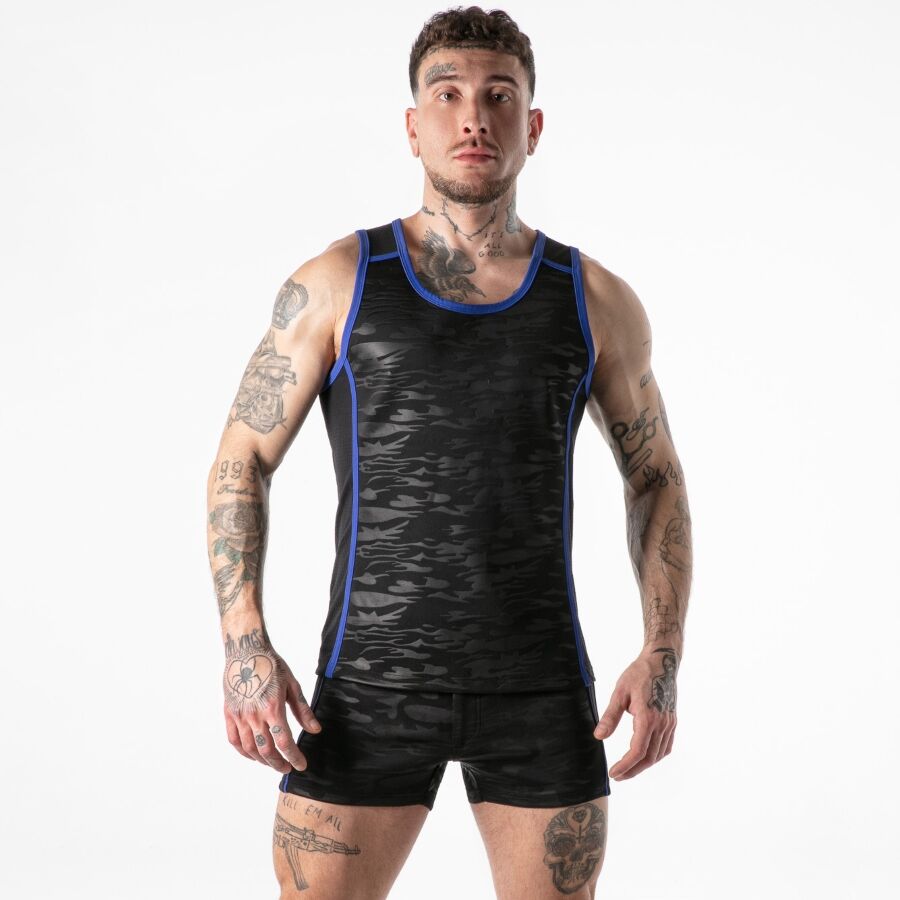 LOCKER GEAR - TANKTOP MIT VOLLEM MILITÄRZUGANG, BLAU, XL