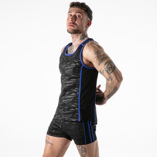 LOCKER GEAR - TANKTOP MIT VOLLEM MILITÄRZUGANG, BLAU, XL
