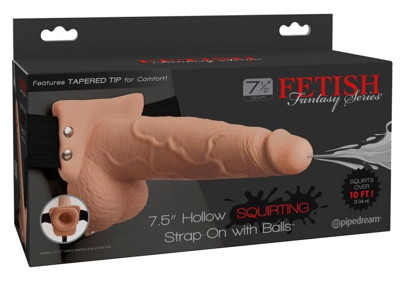FETISH FANTASY SERIES - ADJUSTABLE HARNESS REALISTIC PENIS WITH BALLS SQUIRTING 19 CM