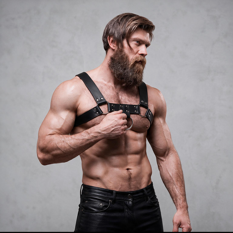 FETISH SUBMISSIVE ATTITUDE - MENS ECO-LEATHER CHEST HARNESS