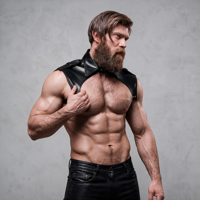 FETISH SUBMISSIVE ATTITUDE - MENS BRIGADE ADJUSTABLE ECO-LEATHER NECK HARNESS
