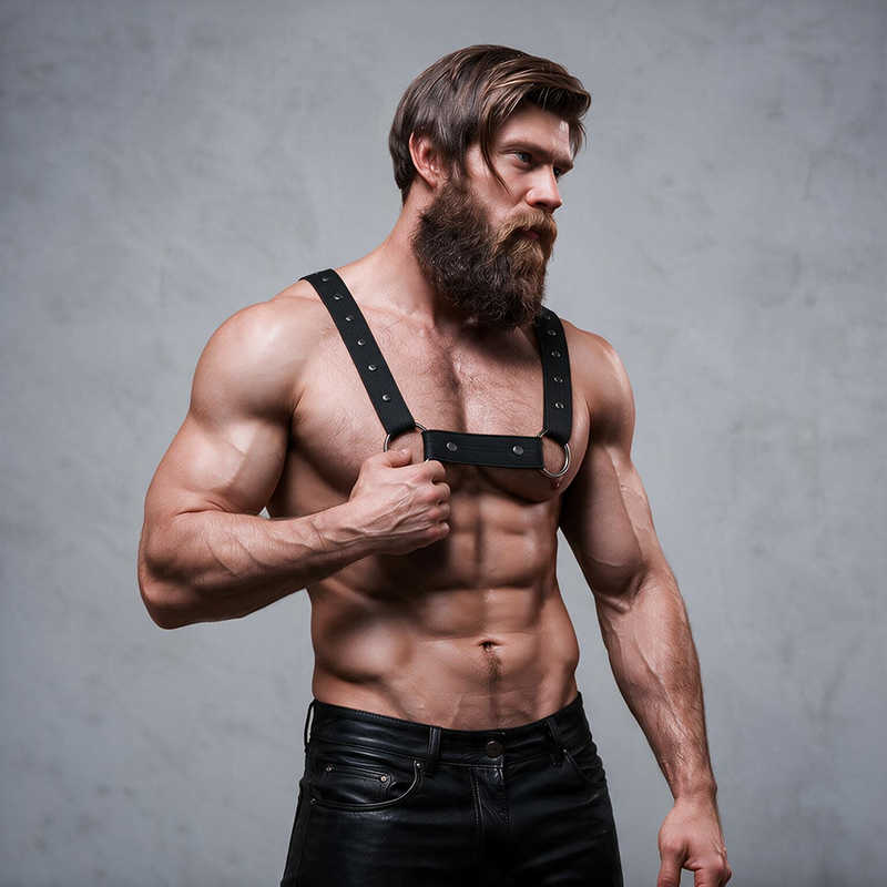 FETISH SUBMISSIVE ATTITUDE - ADJUSTABLE NEOPRENE CHEST SPORTS HARNESS FOR MEN