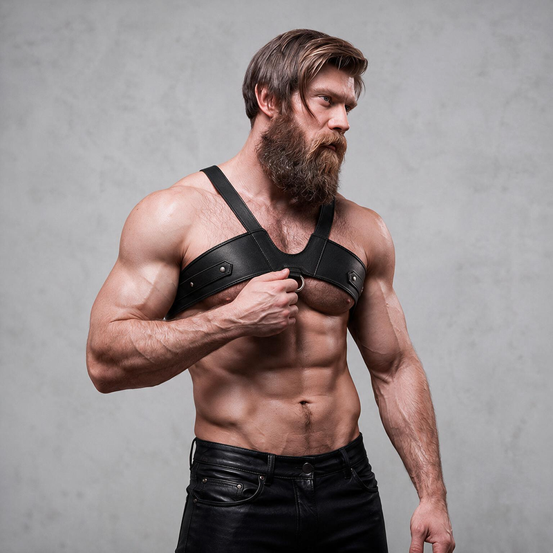 FETISH SUBMISSIVE ATTITUDE - MENS BRIGADE ECO-LEATHER CHEST HARNESS