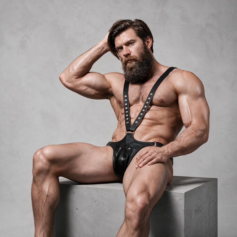 FETISH SUBMISSIVE ATTITUDE - MENS V-SHAPED ECO-LEATHER HARNESS