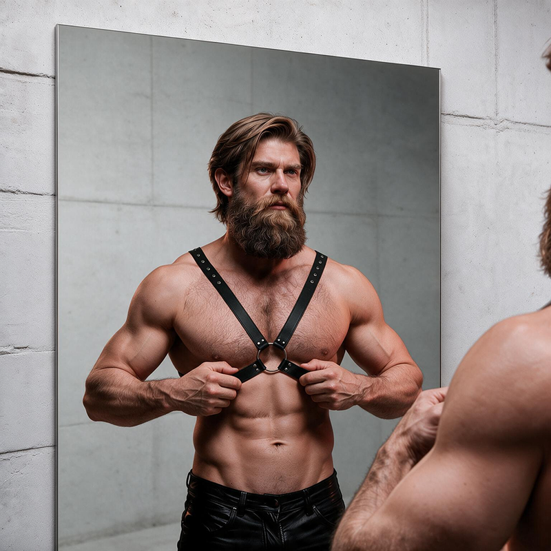 FETISH SUBMISSIVE ATTITUDE - MENS CROSS CHEST ECO-LEATHER HARNESS
