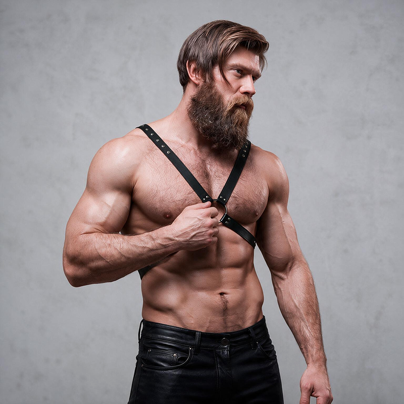 FETISH SUBMISSIVE ATTITUDE - MENS CROSS CHEST ECO-LEATHER HARNESS