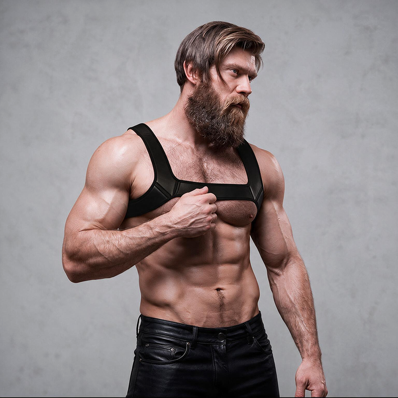 FETISH SUBMISSIVE ATTITUDE - NEOPRENE CHEST HARNESS FOR MEN SIZE L