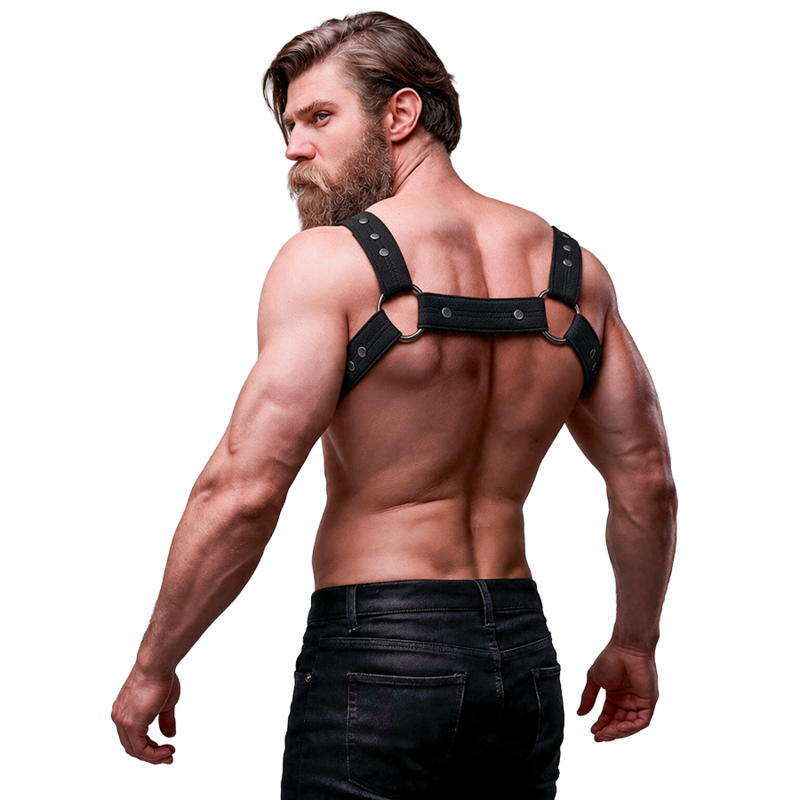 FETISH SUBMISSIVE ATTITUDE - ADJUSTABLE NEOPRENE CHEST SPORTS HARNESS FOR MEN