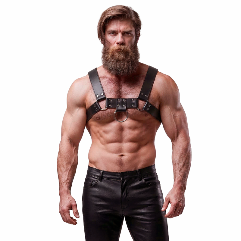 FETISH SUBMISSIVE ATTITUDE - MENS ECO-LEATHER CHEST HARNESS