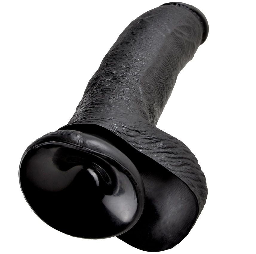 KING COCK - DILDO BLACK WITH BALLS 22.9 CM