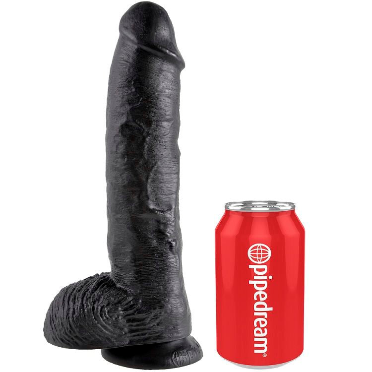 KING COCK - DILDO BLACK WITH BALLS 25.4 CM